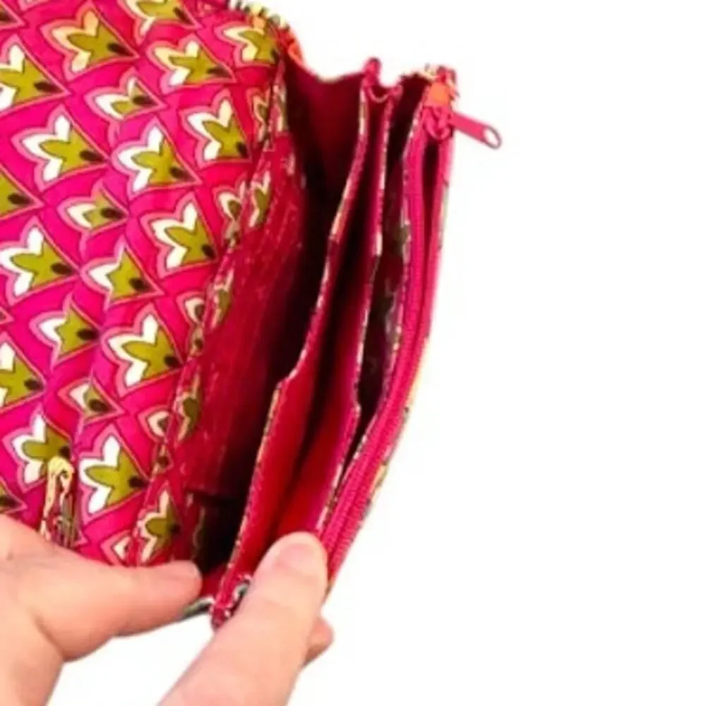 Vera Bradley Rumba Paisley Wristlet Wallet Pink Orange Quilted